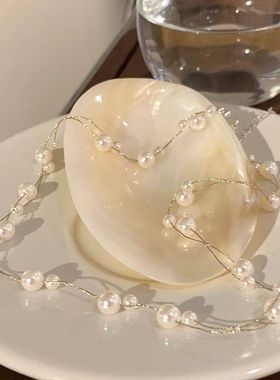 韩系双层珍珠满天星项链女高级