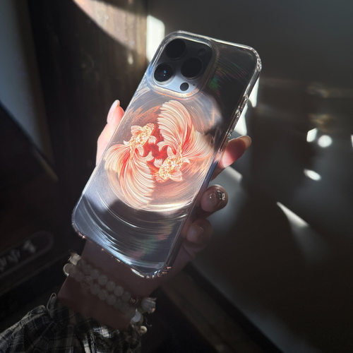 叶菽锦鲤原创《金碧鲤》新中式国风小众高级IMD双层适用苹果17/14/15/16promax不会撞壳好运闪粉iPhone手机壳 - 图3