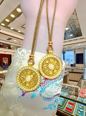 足金包银镶钻可旋转罗盘女新中式