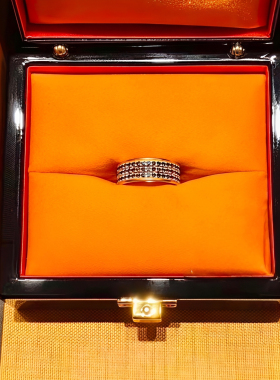 足金包银满天星三排蓝白钻戒指女