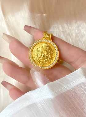 传承金包银黄财神吊坠项坠国风新中式财神来财挂坠国潮百搭毛衣链