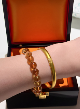 传承金包银点钻泥鳅背素圈手镯新中式富贵圆满镯子节日礼物送女友