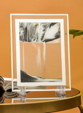 工厂跨境3D镜边方形流沙画摆件家居客厅装饰礼品玻璃工艺品材料包