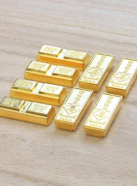 合金假金条云鹤报喜金砖金元宝金算盘聚宝盆米缸填充物相框小摆件