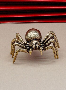 快速发货个性纯黄铜创意小摆件蜘蛛茶F道茶宠小铜器复古桌面工艺