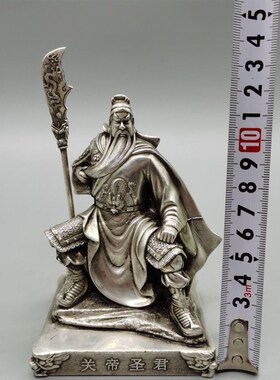 快速发货白铜关帝爷关公小摆件铜雕佛像车摆饰仿S古铜艺神像古玩