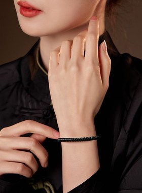 现货速发新品黑色男生手绳粗手工编织金刚结手链礼物男士手链