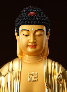 快速发货台湾全手k工贴金阿弥陀佛像坐像西方三圣铜像家用佛堂三