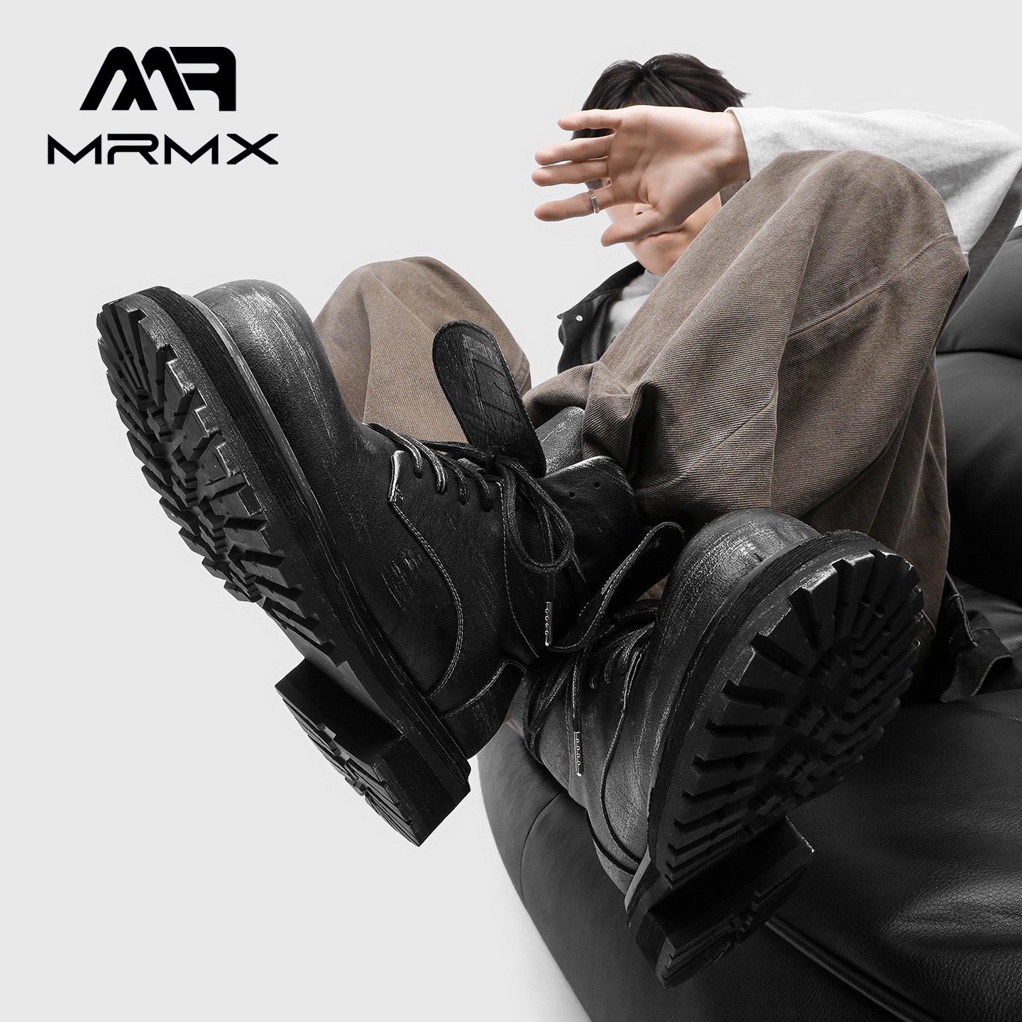 MRMX2025新款厚底增高中筒复古真皮男生黑色短靴爆款加绒马丁靴男,淘宝优惠券,粉丝福利购,淘宝优惠卷