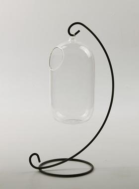 厂家供应吊瓶鱼缸悬挂铁架鱼缸水培玻璃吊瓶创意家居工艺品
