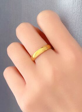 金包银光面泥鳅背戒指男女简约