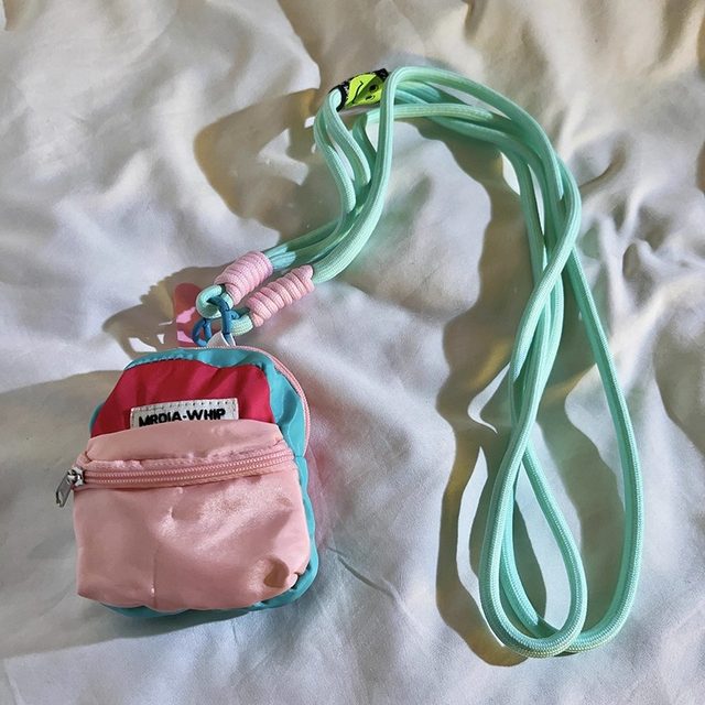 InsM bean yellow bag oblique long rope personalized coin bag hanging jewelry mobile phone case universal cute lanyard storage bag