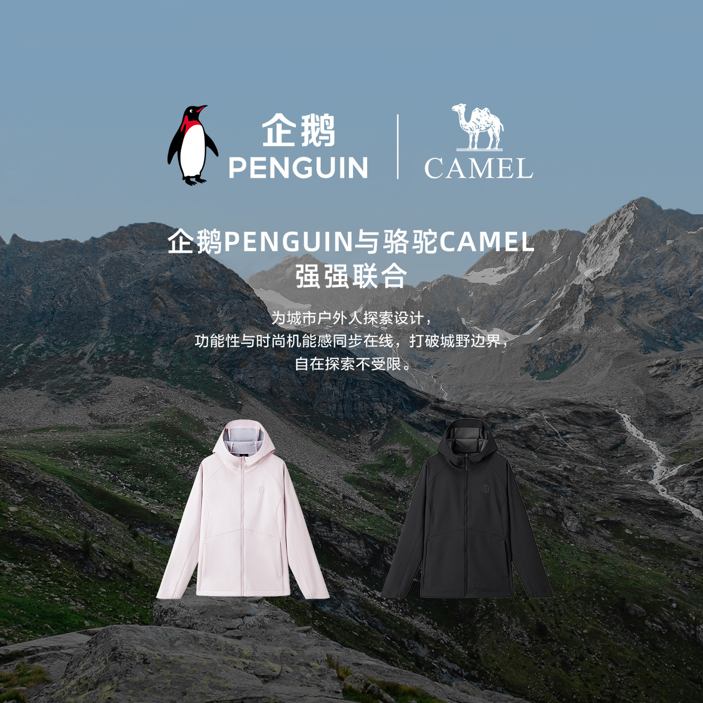 企鹅小蛮腰软壳衣户外运动女春季防风防泼水加绒保暖登山服外套男