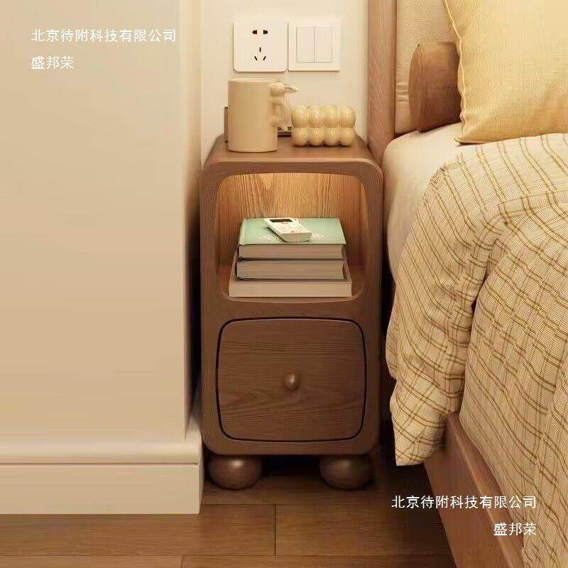 超迷你床头柜小型窄带灯床边窄简极约现代卧室夹缝窄木边置物架实,淘宝优惠券,粉丝福利购,淘宝优惠卷
