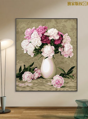 成人解压画数字油画diy填充手绘手工填色涂色玄关油彩画 新中式画