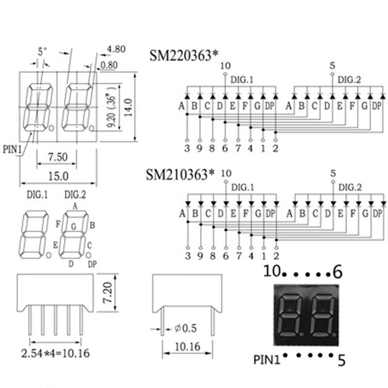 LED数码管红光显示器2位0.36英寸两位0.36超亮红色共阳3621BH - 图2