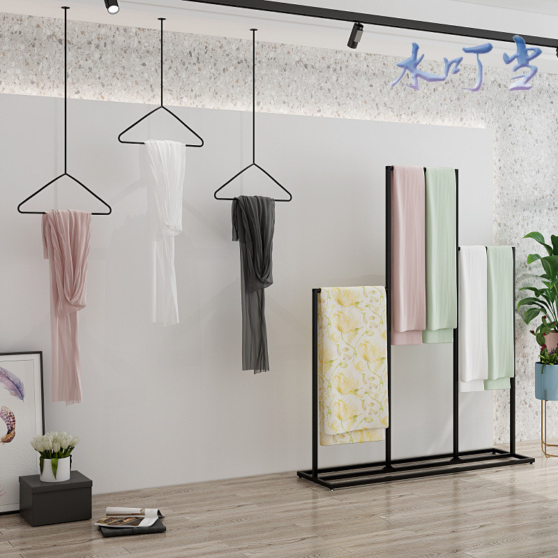 布料展示架丝巾围巾窗帘纺织挂架悬挂落地组合架子三角圆形异性架 - 图0