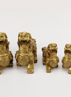 黄铜金钱貔貅摆件貔貅铜貔貅一对批发工艺品摆件家居
