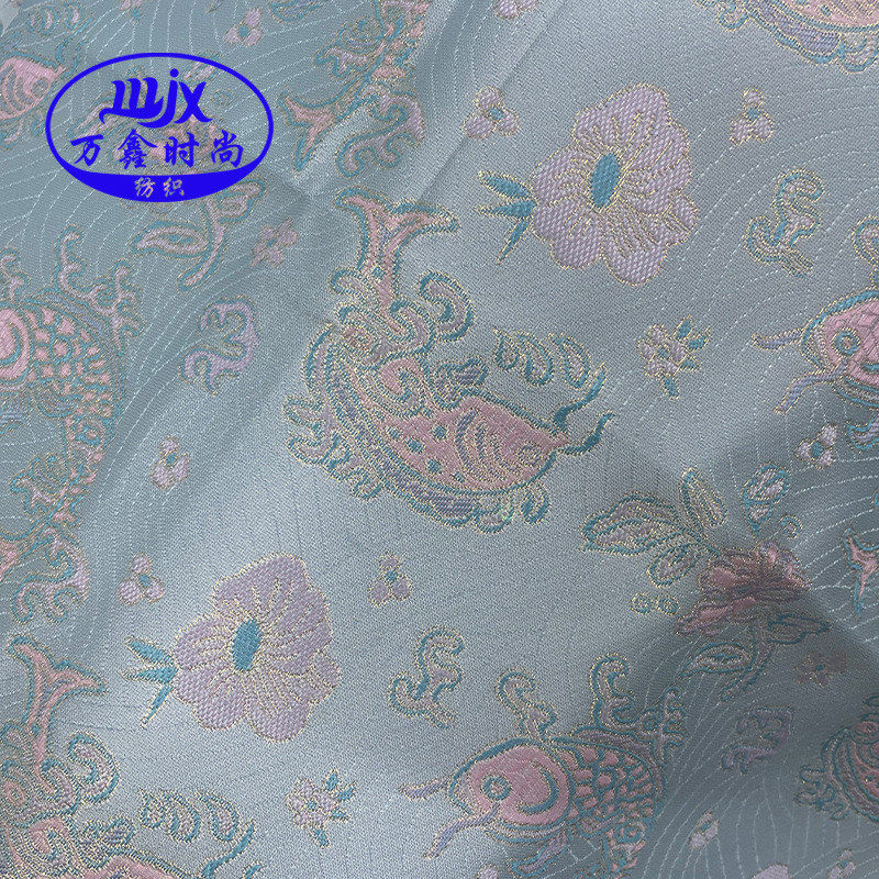 新款国风织锦缎时装提花面料小鱼双面垂感光泽金丝提花面料旗袍布,淘宝优惠券,粉丝福利购,淘宝优惠卷