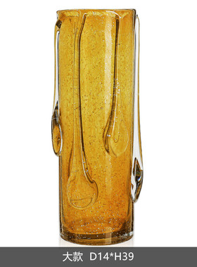 高级感复古直筒玻璃花瓶琥珀色轻奢简约创意家居水养插花器装饰品