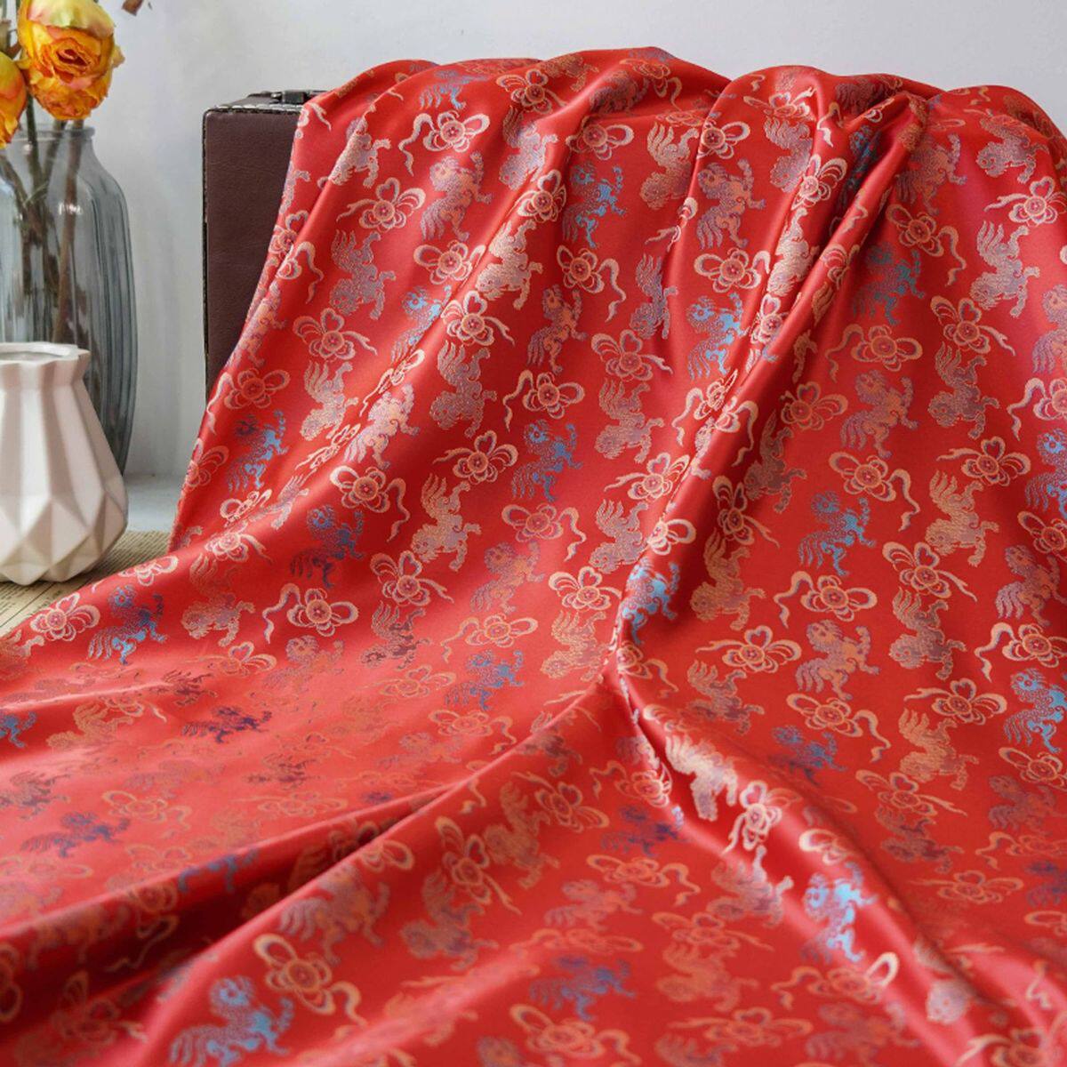 中式色织麒麟仿宋锦汉服提花马甲布国风旗袍拼色箱包装饰唐装面料,淘宝优惠券,粉丝福利购,淘宝优惠卷