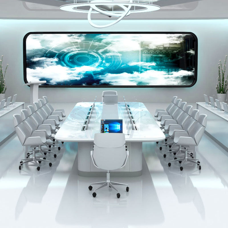 现代简约智能烤漆会议桌长桌无纸化会议系统升降屏显示器办公条桌,淘宝优惠券,粉丝福利购,淘宝优惠卷