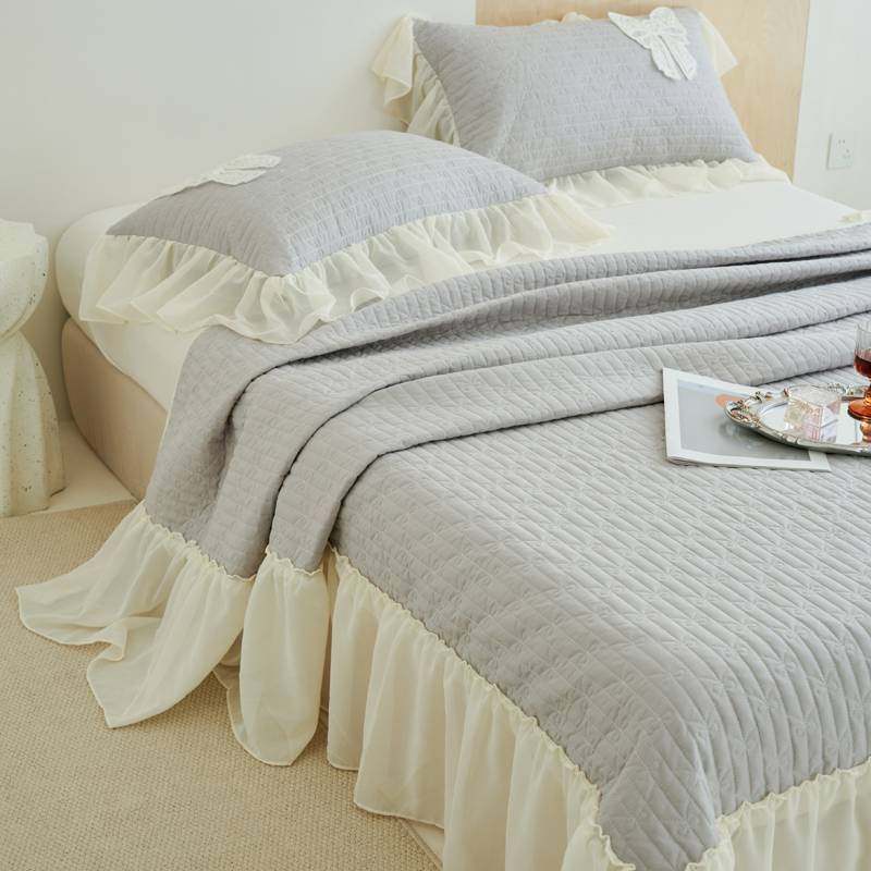 2024新款韩版水洗棉雪纺厂家直销四季通用夹棉床盖边批发,淘宝优惠券,粉丝福利购,淘宝优惠卷