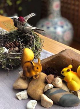 卡萝琳仿真棕黄灰小松鼠模型道具景观配饰压缩泡沫表面植绒小动物