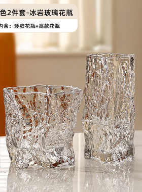 玻璃花瓶摆件客厅插花高级感水培透明水养创意落地餐桌水晶装饰无
