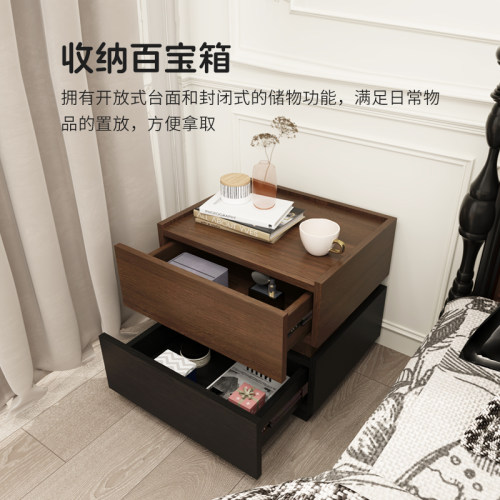 床头柜卧室叠拼斗柜轻奢高级感意式极简免安装现代简约储物边柜 - 图3