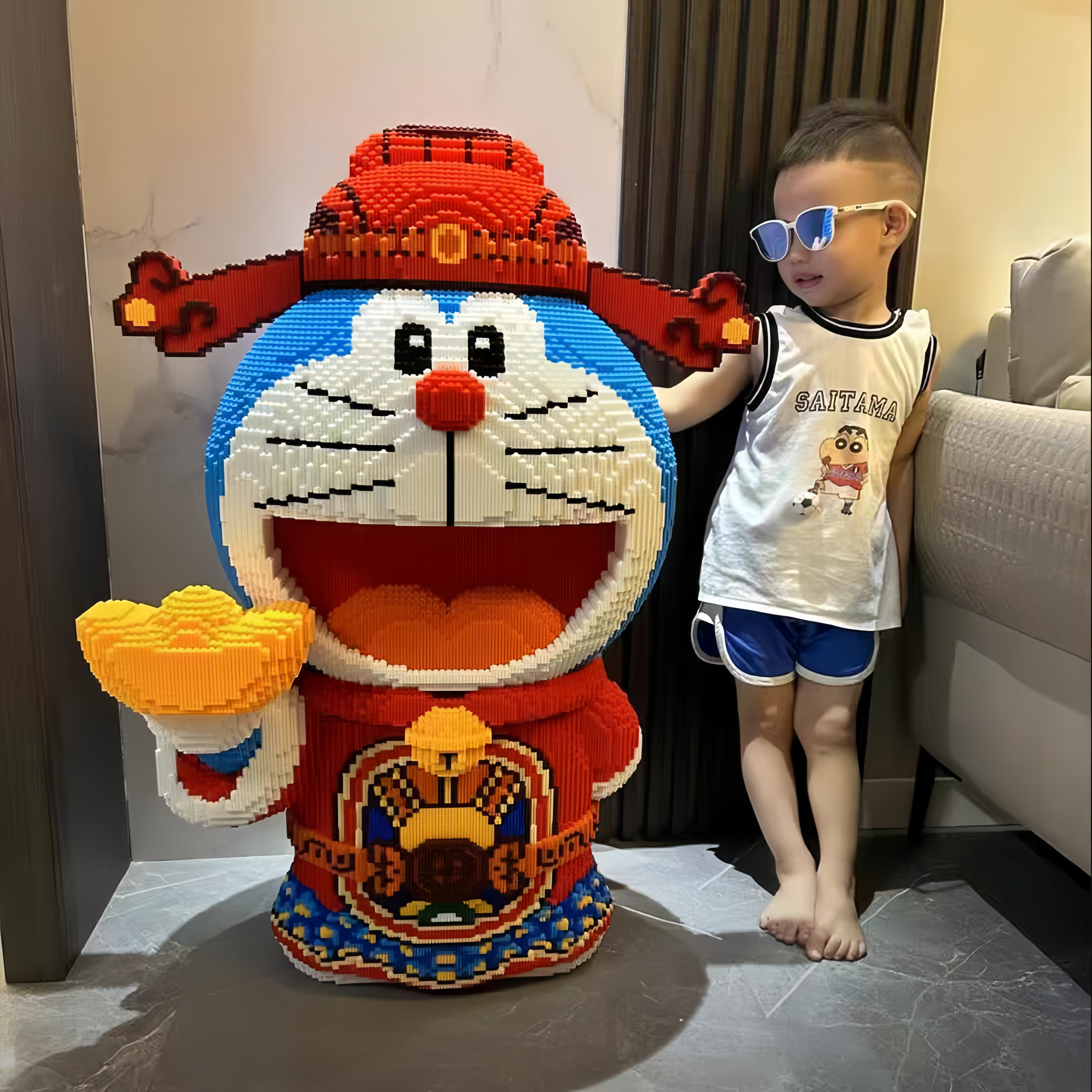巨大财神哆啦A梦国潮积木玩具拼装拼图儿童男孩女孩生日礼物摆件,淘宝优惠券,粉丝福利购,淘宝优惠卷