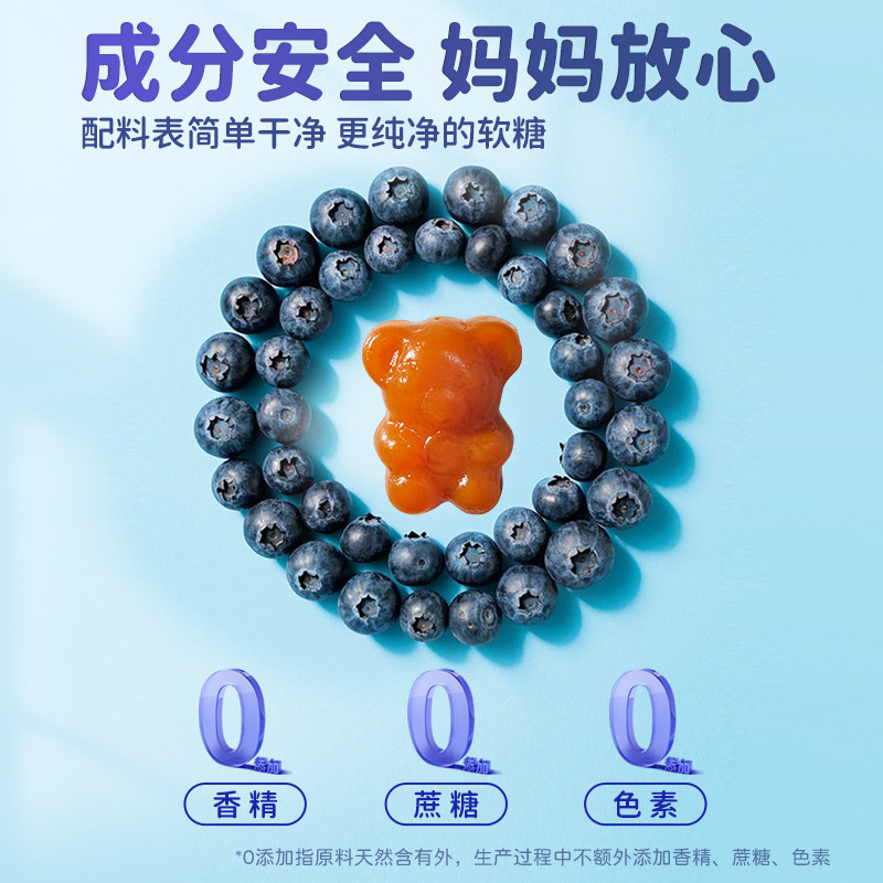 扶娃蓝莓叶黄素酯果汁软糖儿童成人官方旗舰店正品咀嚼片天然
