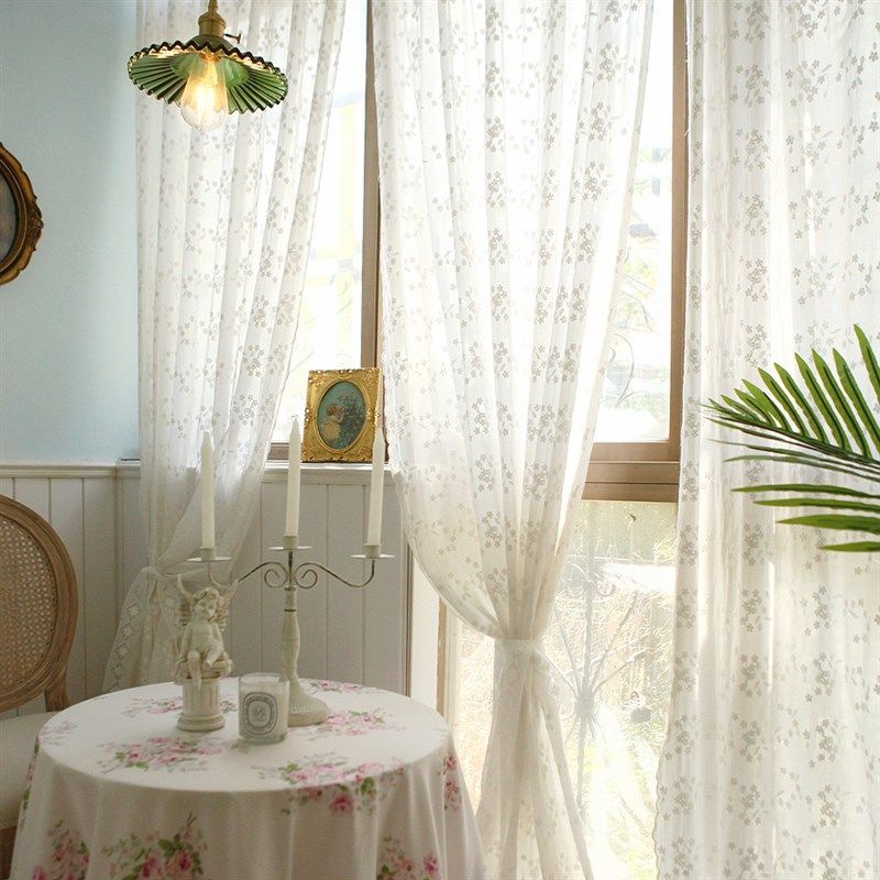 法式韩式公主风重工绣花款窗帘纱帘隔断帘N遮挡帘门帘透光不透人,淘宝优惠券,粉丝福利购,淘宝优惠卷