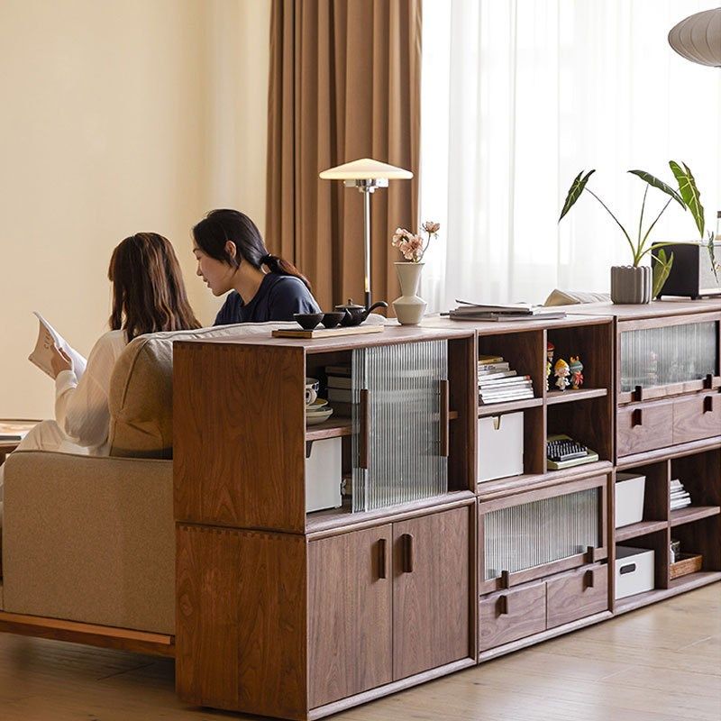 北美黑胡桃木组合电视柜樱桃木原木小户型卧室客厅落Z地储物书柜,淘宝优惠券,粉丝福利购,淘宝优惠卷