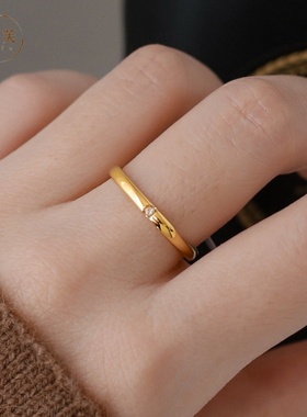 不掉色渡金小方戒时尚戒指女轻奢
