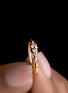 s925纯银闪钻戒指小众设计戒指