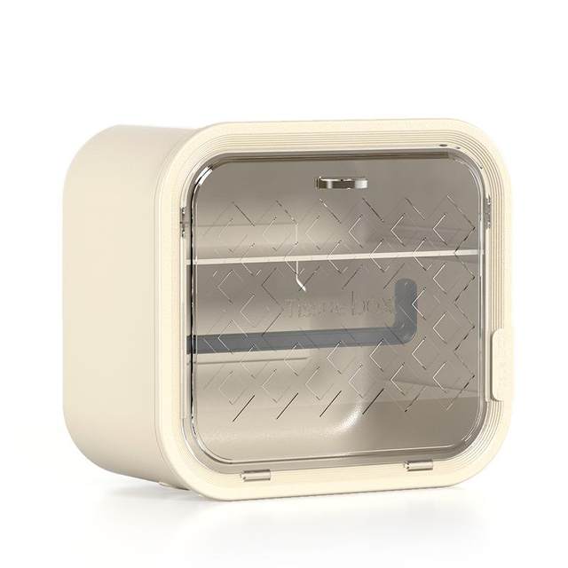 Large capacity bathroom tissue box double-layer sliding door wall hanging roll paper paper draw box garbage bag storage box storage rack