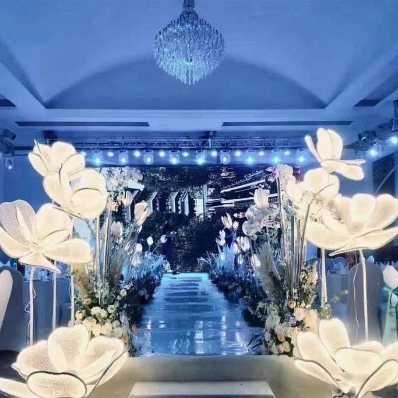 婚庆布艺婚礼道具蕾丝装饰牡丹舞台场景路引花发光美陈铁艺背景灯,淘宝优惠券,粉丝福利购,淘宝优惠卷