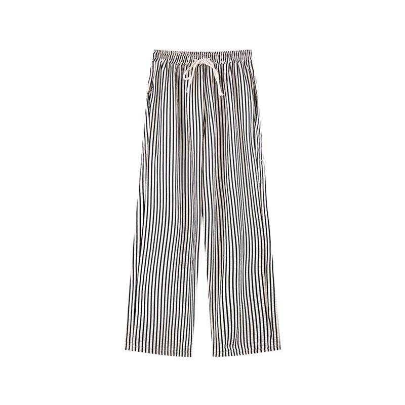 黑白竖条纹小个子夏季女大码休闲慵懒遛弯胖mm显瘦宽松阔腿裤,淘宝优惠券,粉丝福利购,淘宝优惠卷
