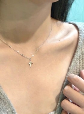 999纯银星芒项链女款2025新款轻奢小众设计感星星锁骨链生日礼物