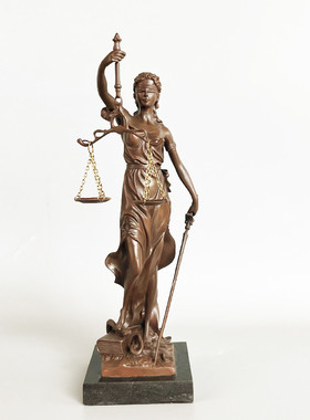 雕刻之乡正义女神铜雕塑定制欧式软装铜工艺品摆件西方人雕像制作