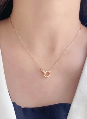 999纯银双环项链女生轻奢小众高级感2025新款爆款锁骨链生日礼物