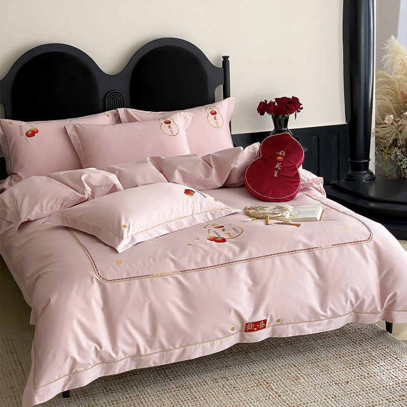 新款高档结婚床上四件套全棉纯棉粉红色被套床单婚嫁婚庆婚房床品,淘宝优惠券,粉丝福利购,淘宝优惠卷