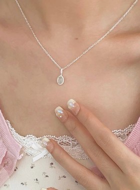 999纯银白玉髓项链女款2025年新款高级感小众百搭吊坠母亲节礼物