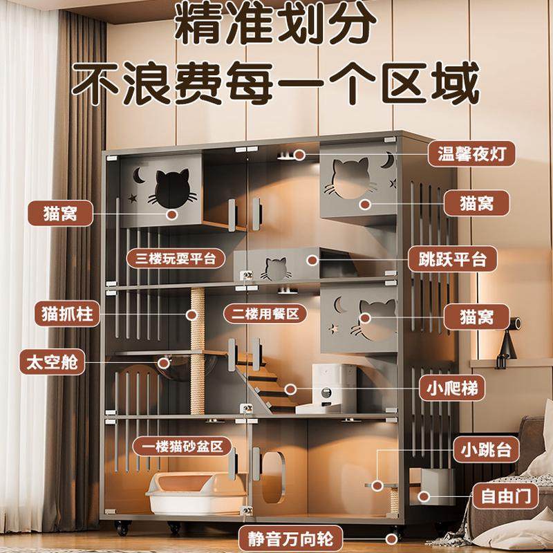 实木猫别墅厕所一体猫窝全景猫砂盆豪华大型猫柜家用室内猫咪房子,淘宝优惠券,粉丝福利购,淘宝优惠卷