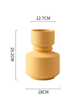 北欧酒店现代简约创意条纹花瓶家居客厅样板房陶瓷花器饰品摆件