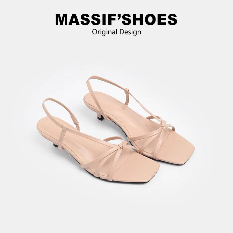 一字带凉鞋女夏2025新款法式绝美凉鞋方头细带中跟凉鞋小猫跟凉鞋,淘宝优惠券,粉丝福利购,淘宝优惠卷