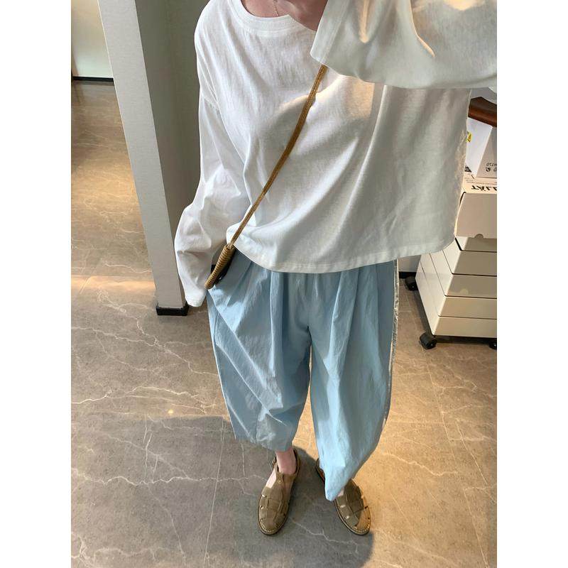 小个子145七分蓝色气球裤女夏季薄款显瘦休闲萝卜阔腿裤xxs码,淘宝优惠券,粉丝福利购,淘宝优惠卷