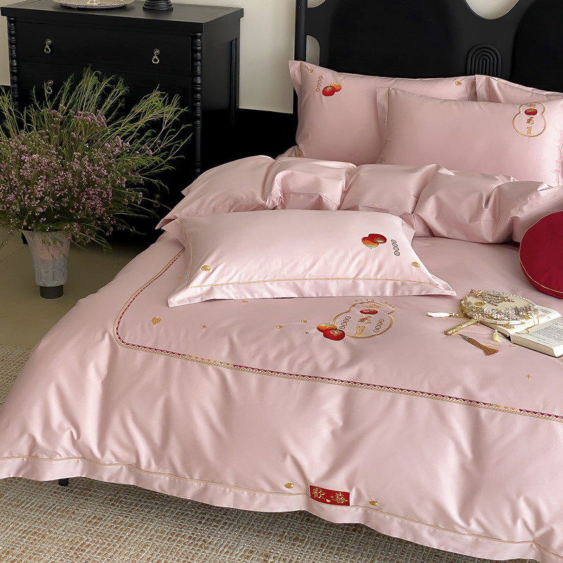 新款高档结婚床上四件套全棉纯棉粉红色被套床单婚嫁婚庆婚房床品,淘宝优惠券,粉丝福利购,淘宝优惠卷