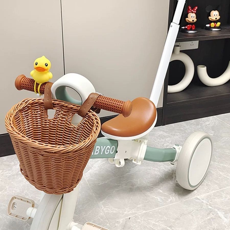 车筐藤编柳编车篓自行车篮子折叠车筐防水电动车少儿车挂钩车篮 - 图2